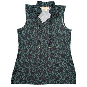 Michael Kors Dark Emerald Sleeveless Top Blouse Women's Small Lace